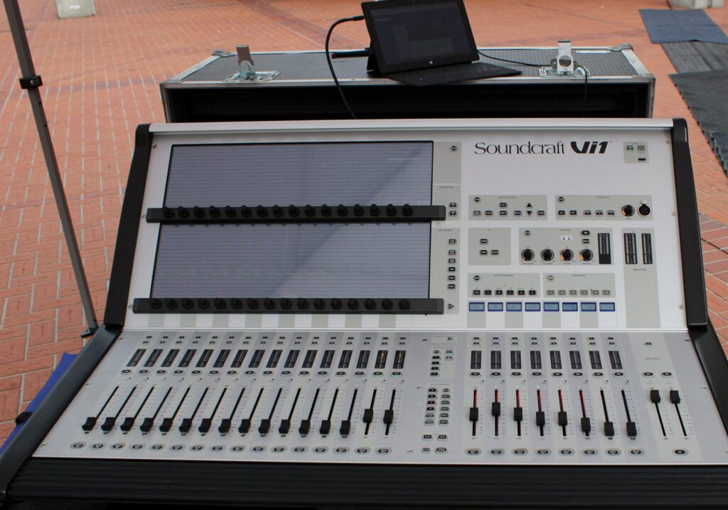 Soundcraft Vi1 digital console set for an outdoor festival